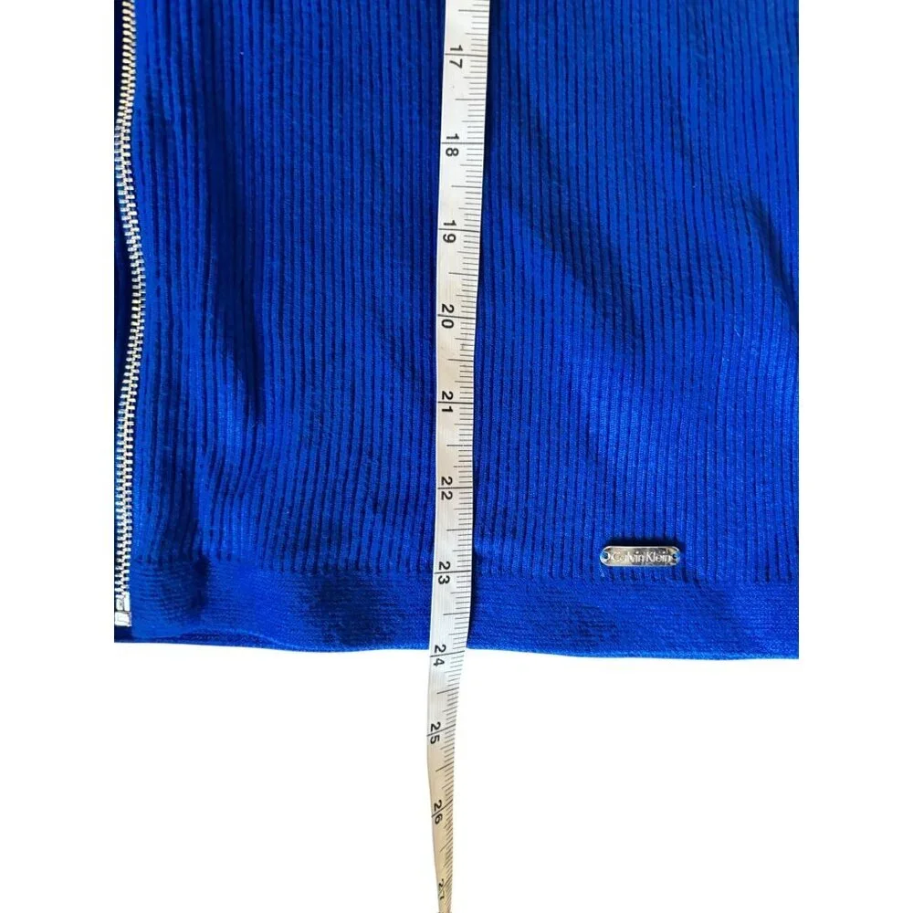 Calvin Klein Women's Royal Blue Full Zip Long Sleeve Top - Picture 7 of 9